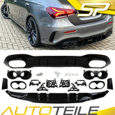 Heckdiffusor + Schwarz Auspuffblendenfür Mercedes Benz A-Klasse V177 Limousine AMG Line ab 2018